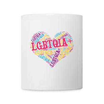 LGBTQIA+ Heart Word Cloud Lgbt Gay Pride T-Shirt - Mug blanc - blanc - Devant
