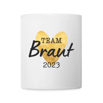 Team Braut 2023 goldenes Herz - Tasse - Weiß - Vorne