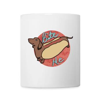 Dachshund Hot Dog Cartoon Design - Mug - white - Front