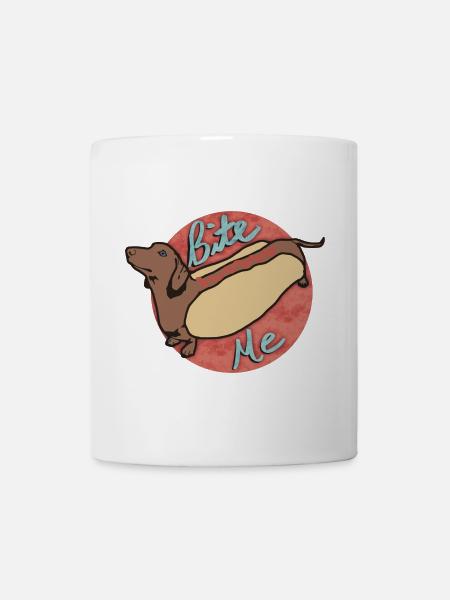 Dachshund Hot Dog Cartoon Design - Mug - white