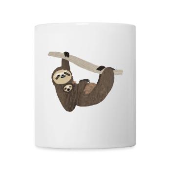 Paresseux avec bébé, dessin à la main - Mug blanc - blanc - Devant