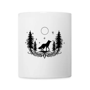 Mystischer Wolf Wald Nacht Natur Pagan - Tasse - Weiß - Vorne