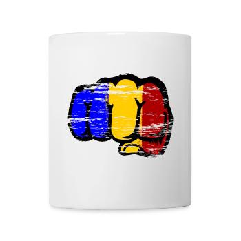 Rumänien Flagge Hand Faust used - Tasse - Weiß - Vorne