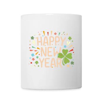 Neujahrsfreude mit Shamrock - Tasse - Weiß - Vorne