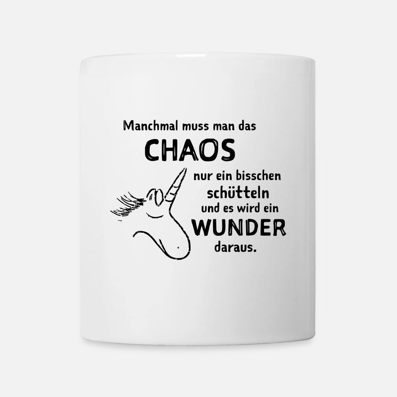 lustiger Spruch witzige Sprüche Chaos schütteln  - Tasse - Weiß