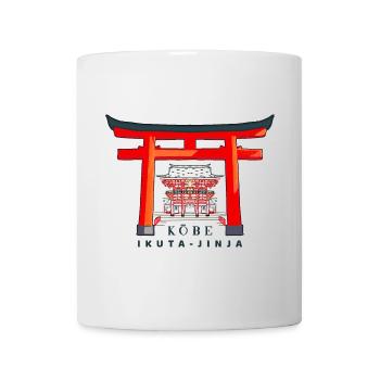 Kobe, Japan, Torii Shrine Ikuta- jinja, drawing - Mug - white - Front