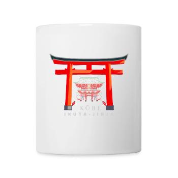 Kobe, Japan, Torii Shrine Ikuta- jinja, drawing - Mug - white - Front