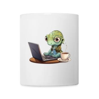 Gecko Home Office Coffee Laptop Funny Shirt - Mug - white - Front