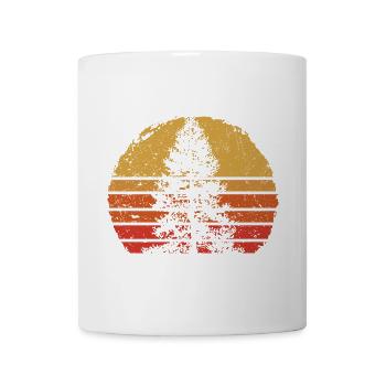 Retro Sonnenuntergang Baum Silhouette - Tasse - Weiß - Vorne