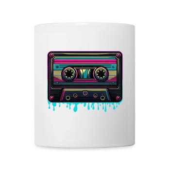Retro Neon Music Cassette Vintage Sound - Mug - white - Front