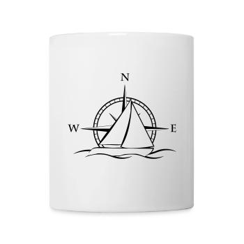 Sailboat with wind rose neutral black - Mug - white - Front