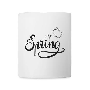 Spring, early spring, garden, watering, bed, love - Mug - white - Front