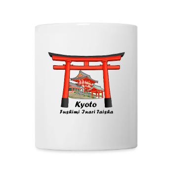Kyoto, Japan, Fushimi Inari Taisha Handzeichnung - Tasse - Weiß - Vorne
