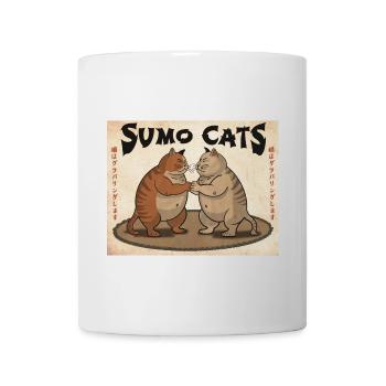 Chats de sumo (vintage) - Mug blanc - blanc - Devant
