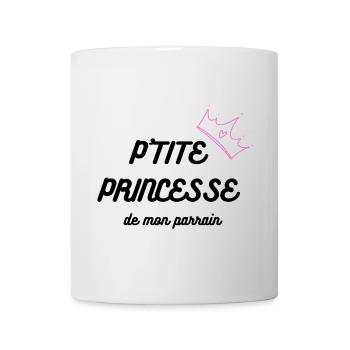 Couronne rose dessinée sur fond noir - Mug blanc - blanc - Devant