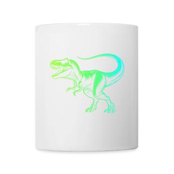dinosaure tyrannosaure rex, t-rex vert bleu - Mug blanc - blanc - Devant