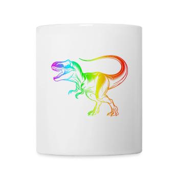 dinosaure tyrannosaure rex, t-rex arc-en-ciel - Mug blanc - blanc - Devant