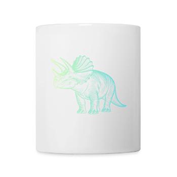 Dessin de dinosaure triceratops dégradé bleu vert - Mug blanc - blanc - Devant