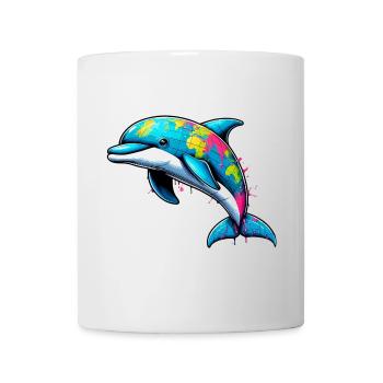 Delfin Globus Welt Planet Erde - Tasse - Weiß - Vorne