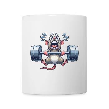 Souris Rat Fitness Haltère Poids Haltérophilie - Mug blanc - blanc - Devant