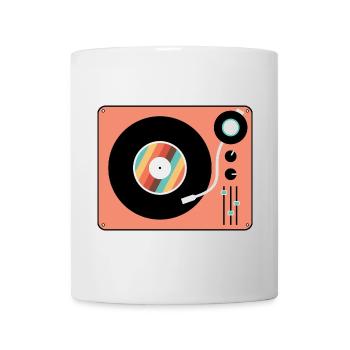 Retro Turntable Vintage Vinyl Record Player - Mug - white - Front