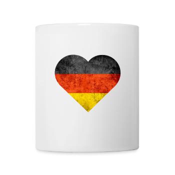 Lustiges Design Deutschland Flagge Herz - Tasse - Weiß - Vorne