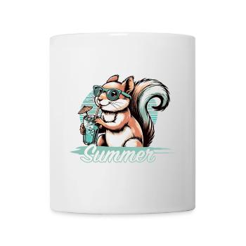 Cute cartoon squirrel enjoying summer - Mug - white - Front
