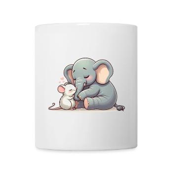 Câlins d’éléphant et de souris amoureux - Mug blanc - blanc - Devant