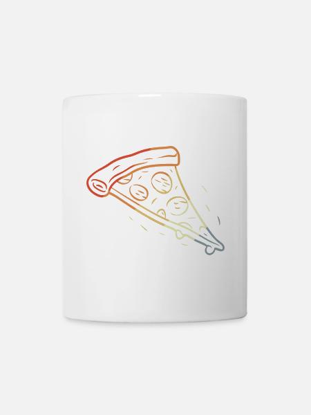 Retro Pizza Scheibe Skizze - Tasse - Weiß