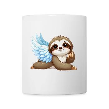 Ange paresseux mignon avec des ailes dans le style de dessin animé - Mug blanc - blanc - Devant