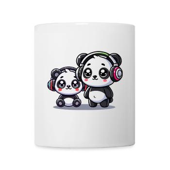 niedliches Panda Kopfhörer Motiv - Tasse - Weiß - Vorne