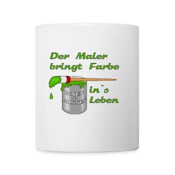Maler Farbtopf mit Pinsel - Tasse - Weiß - Vorne