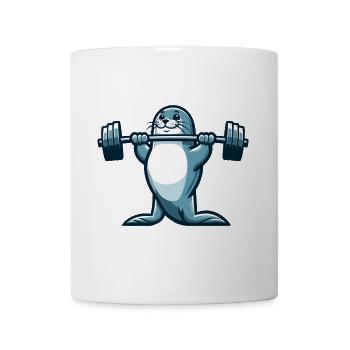 Robbe Seerobbe Seehund Fitness Hantel Training 2 - Tasse - Weiß - Vorne