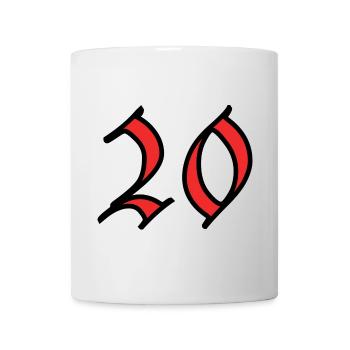 20. 20 ANS. 20e ANNIVERSAIRE. ANNIVERSAIRE 20 ANS. - Mug blanc - blanc - Devant