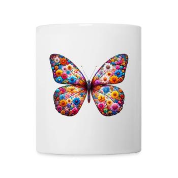 Butterfly decorated with flowers - Mug - white - Front