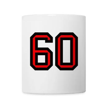 60. 60 JAHRE. 60-JÄHRIGES JUBILÄUM. 60. GEBURTSTAG. - Tasse - Weiß - Vorne