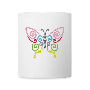 Symbole d'un papillon multicolore - Mug blanc - blanc - Devant