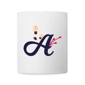Eleganter Buchstabe 'A' mit Blumen - Tasse - Weiß - Vorne