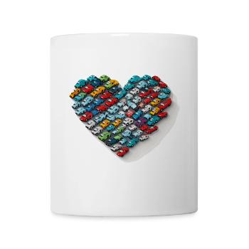 Toy Car Love: A Whimsical Heart-shaped Cartoon Des - Mug - white - Front