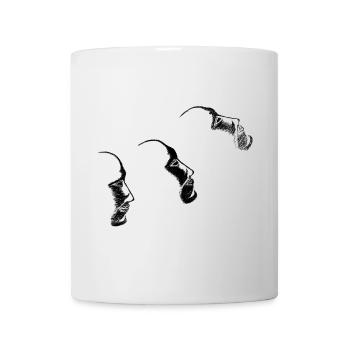 Köpfe - gezeichnet - Tasse - Weiß - Vorne