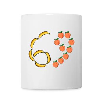 Fruchtmotiv Bananen und Pfirsiche - Tasse - Weiß - Vorne