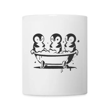 Happy penguins in the bathtub in the stencil sti - Mug - white - Front