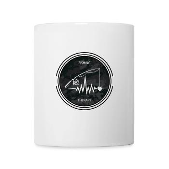 Fishing Therapy: fishing rod, heart and ECG - Mug - white - Front