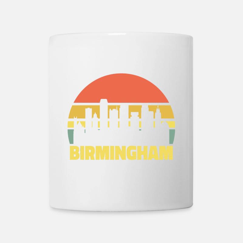 Birmingham Skyline Retro Vintage Silhouette - Mug - white