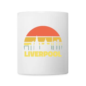 Liverpool Skyline Retro Sonnenuntergang Silhouette - Tasse - Weiß - Vorne
