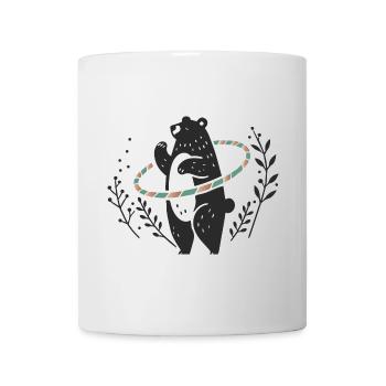 Dancing brown bear with - Mug - white - Front