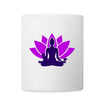 Practicing yoga with my cat and coffee - Mug - white - Front