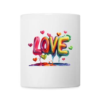 Bunte Love-Ballon Schrift - Tasse - Weiß - Vorne