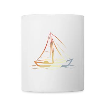 Retro Segelboot Line Art - Tasse - Weiß - Vorne
