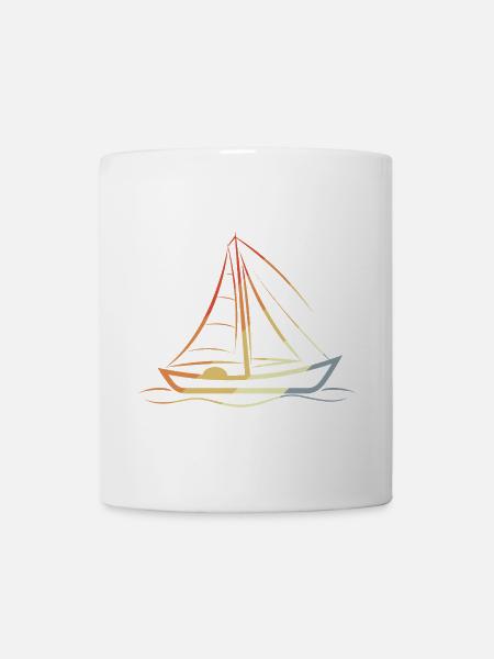 Retro Sailboat Line Art - Mug - white